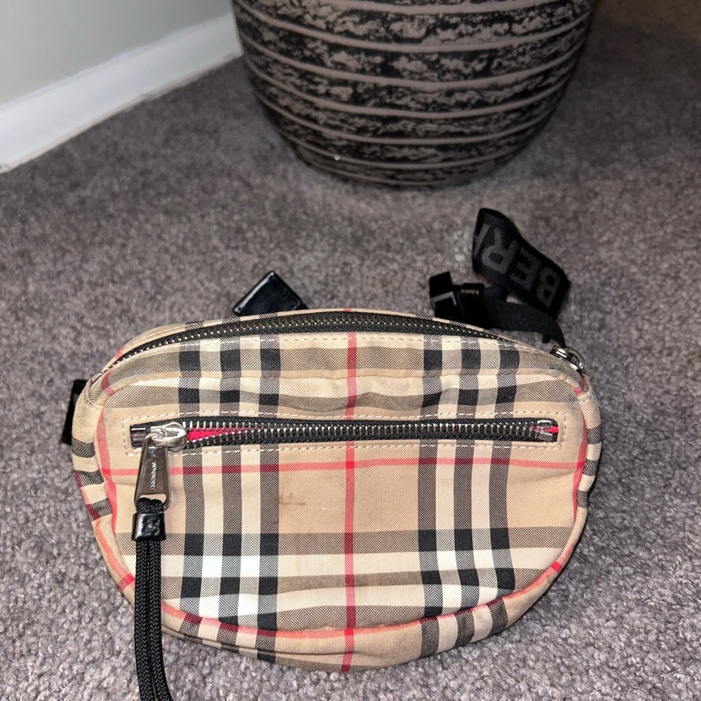 Burberry Beige and Black Checkered Bag